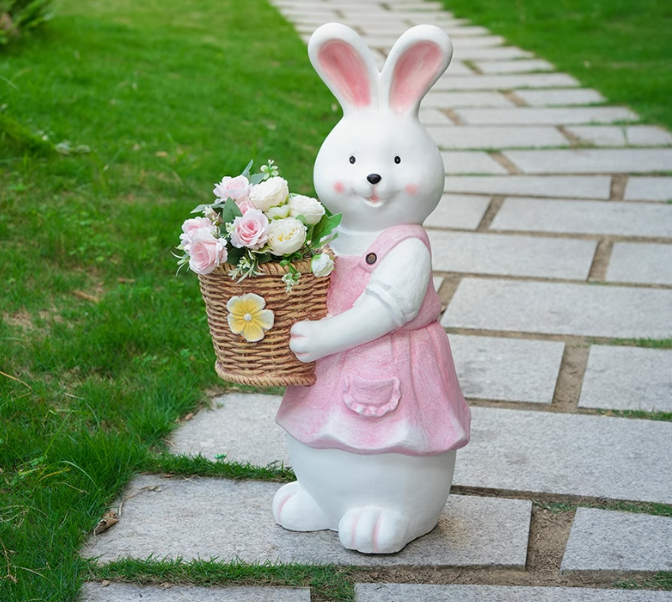 cute pink Bunny Carrying Roses