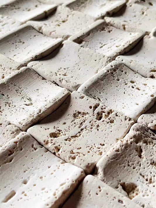 Travertine wall panel close up