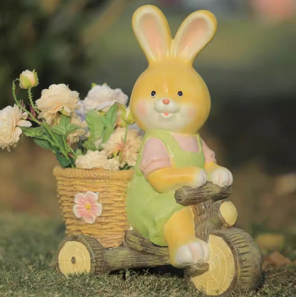 bunny sister riding bike carrying flower