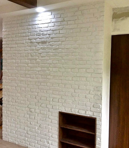 White brick panel in residential area 