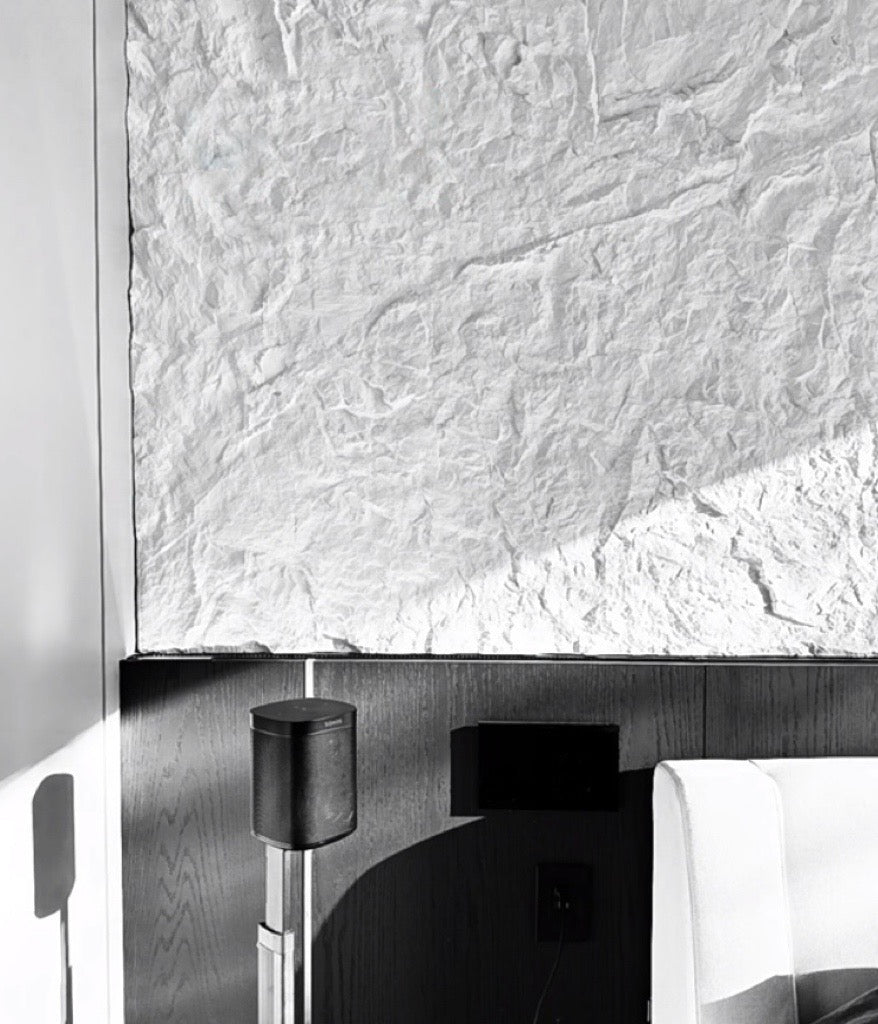 White structured rock panel for bedroom