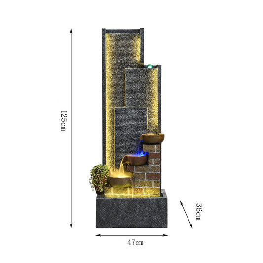 water feature with cascading water flow and LED lighting, perfect for gardens and patios